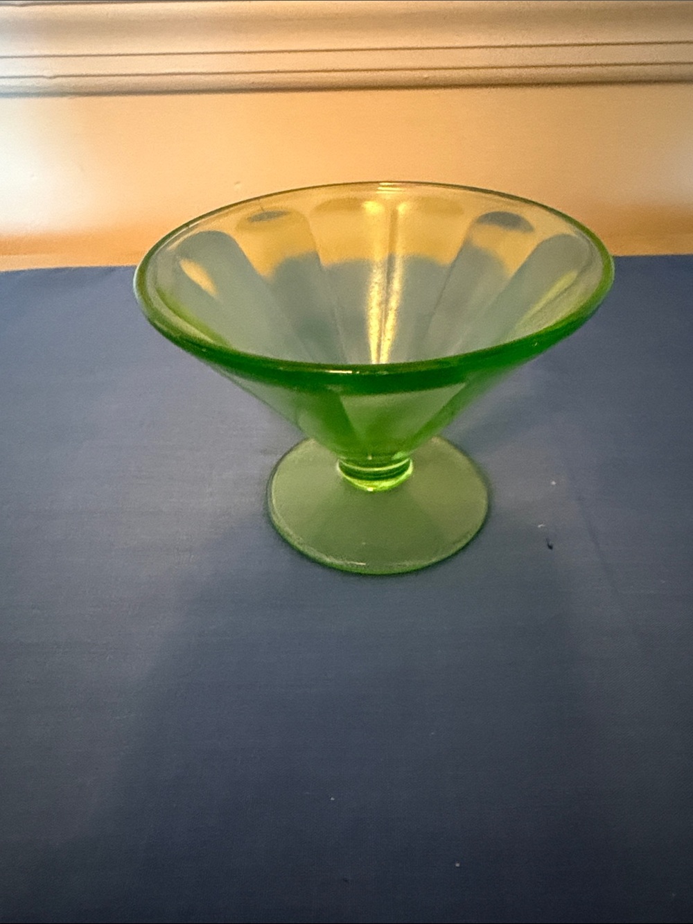 Green Glass Pedestal Bowl - Home Art